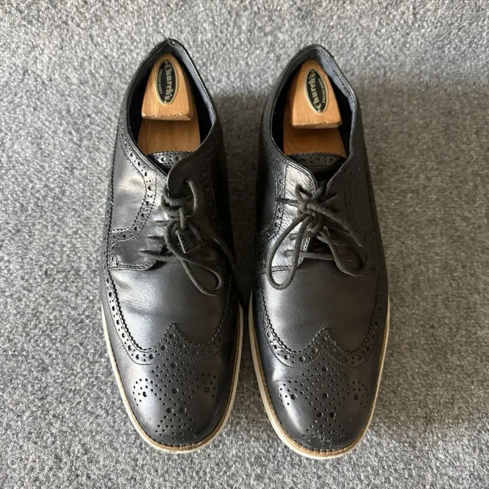 Cole Haan Black Leather Wingtip Oxfords Mens 12M Casual Brogue Dress Shoes